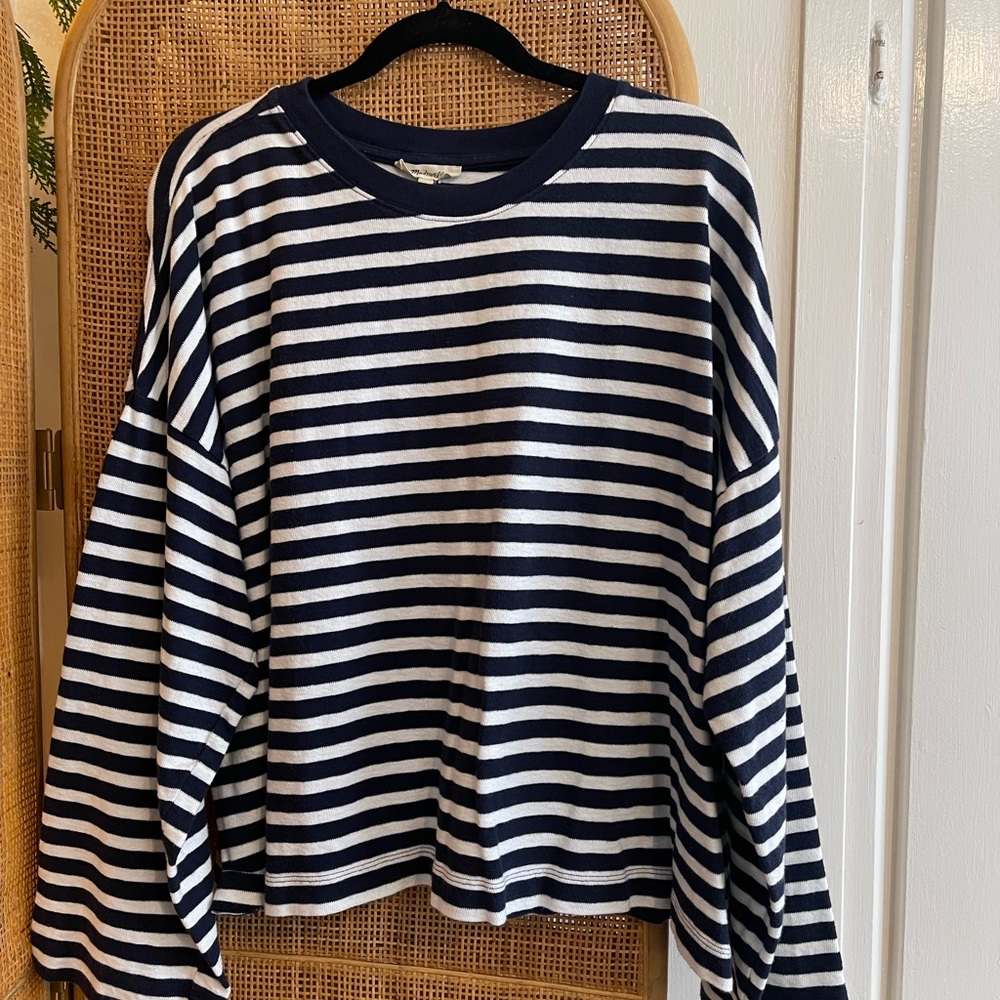 Madewell Navy and White Striped women’s Top